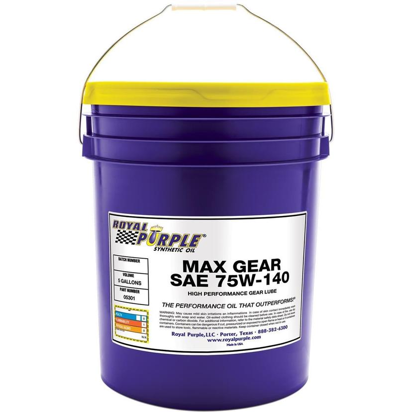 ROYAL PURPLE 05301 Max Gear 75W-140 High Performance Synthetic Automotive Gear Oil - 5 gal.