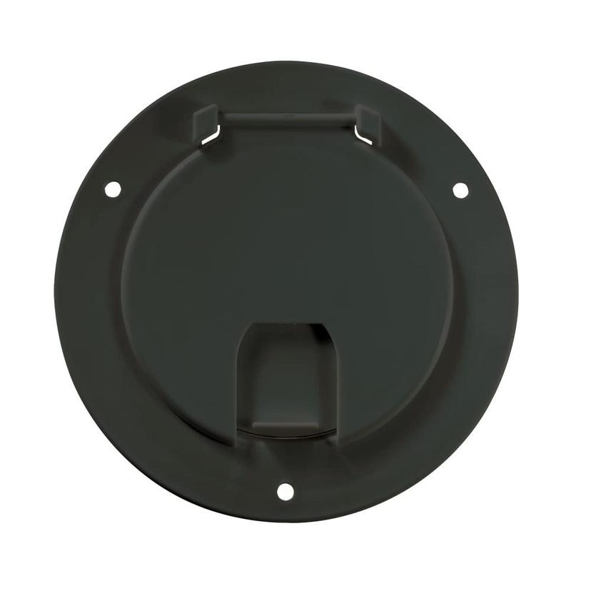 RV DESIGNER B113 Round Electrical Cable Hatch, Deluxe, Replaceable Lid, 5.2 inch Diameter, Black