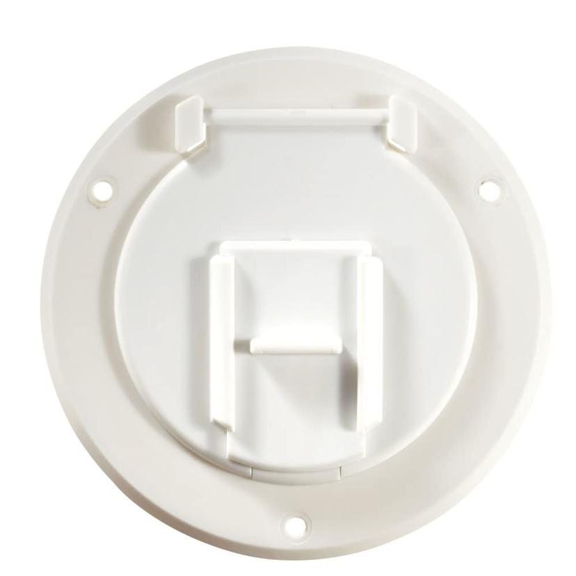 RV DESIGNER B120 Round Electrical Cable Hatch, Basic, Replaceable Lid, 4.3 inch Diameter, Polar White