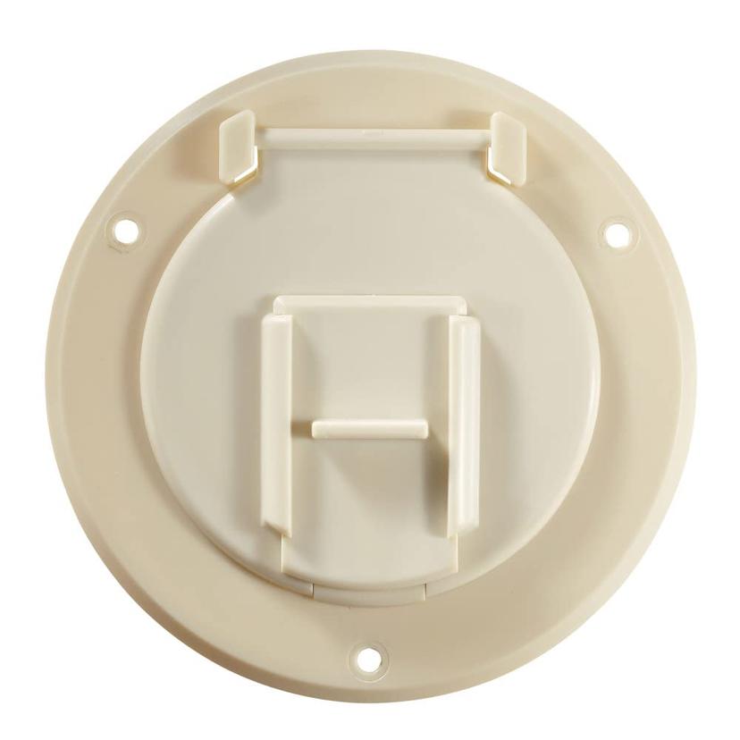 RV DESIGNER B122 Round Electrical Cable Hatch, Basic, Replaceable Lid, 4.3 inch Diameter, Colonial White