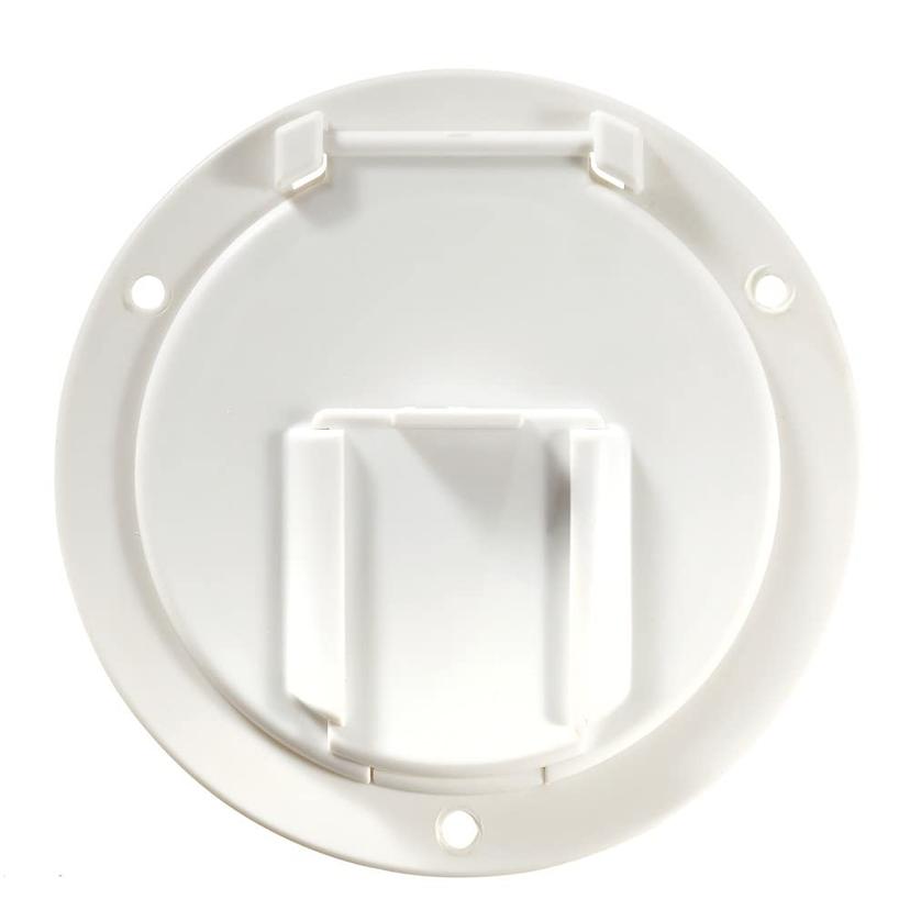 RV DESIGNER B130 Round Electrical Cable Hatch, Low Profile, 4.6 inch Diameter, Polar White