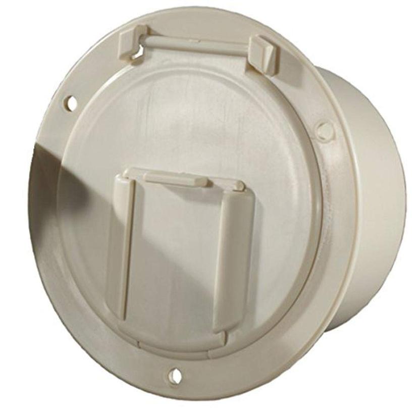 RV DESIGNER B132 Round Electrical Cable Hatch, Low Profile, 4.6 inch Diameter, Colonial White