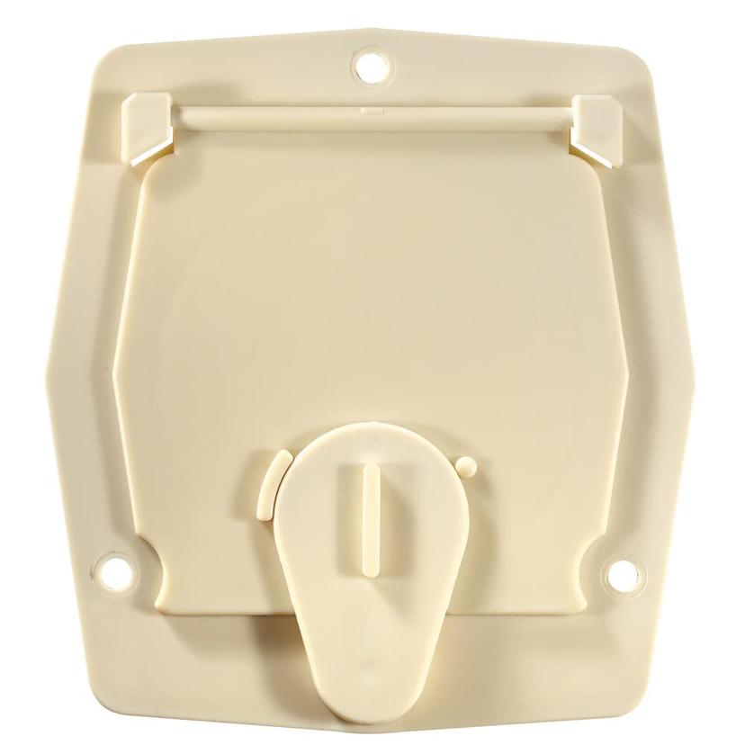 RV DESIGNER B142 Round Electrical Cable Hatch, Basic, Flat Sided, 4.2 inch Diameter, Colonial White