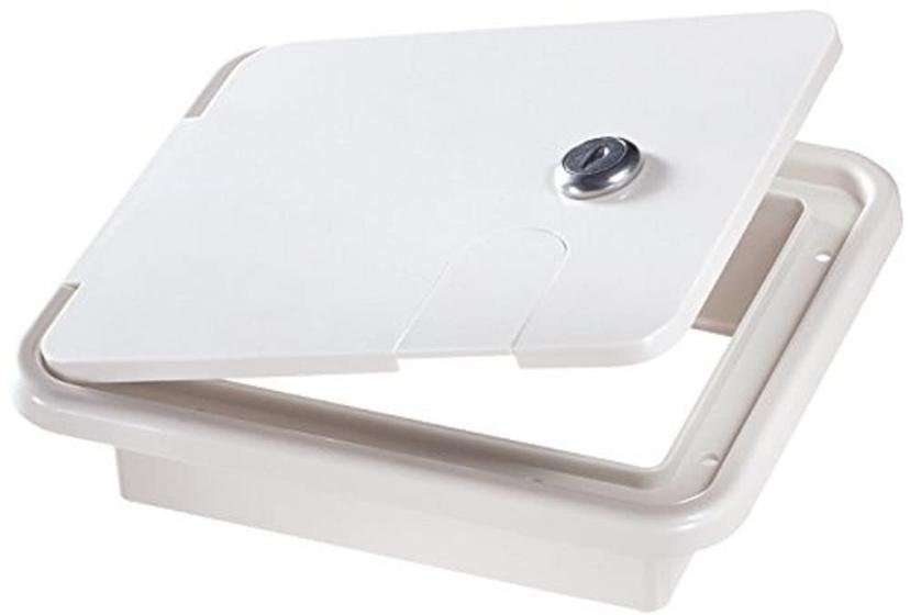 RV DESIGNER B150 Locking Electrical Cable Hatch, 7.6 inch x 6.5 inch x 2 inch, Polar White