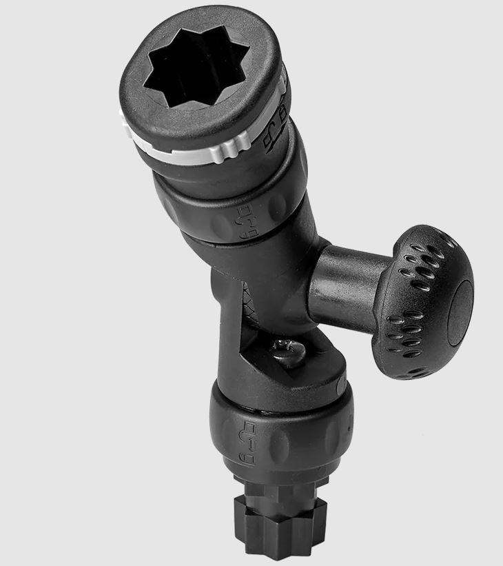 RAILBLAZA 03-4144-11 ADJUSTABLE EXTENDER R-LOCK, Adjustable Extender; Mounts Multi Function Display/ Fish Finders/ Smartphone Cradle/ Action Camera/ Navigation Light; Track Mount/ Rail Mount; Black; UV Stabilized Fiberglass Reinforced Plastic