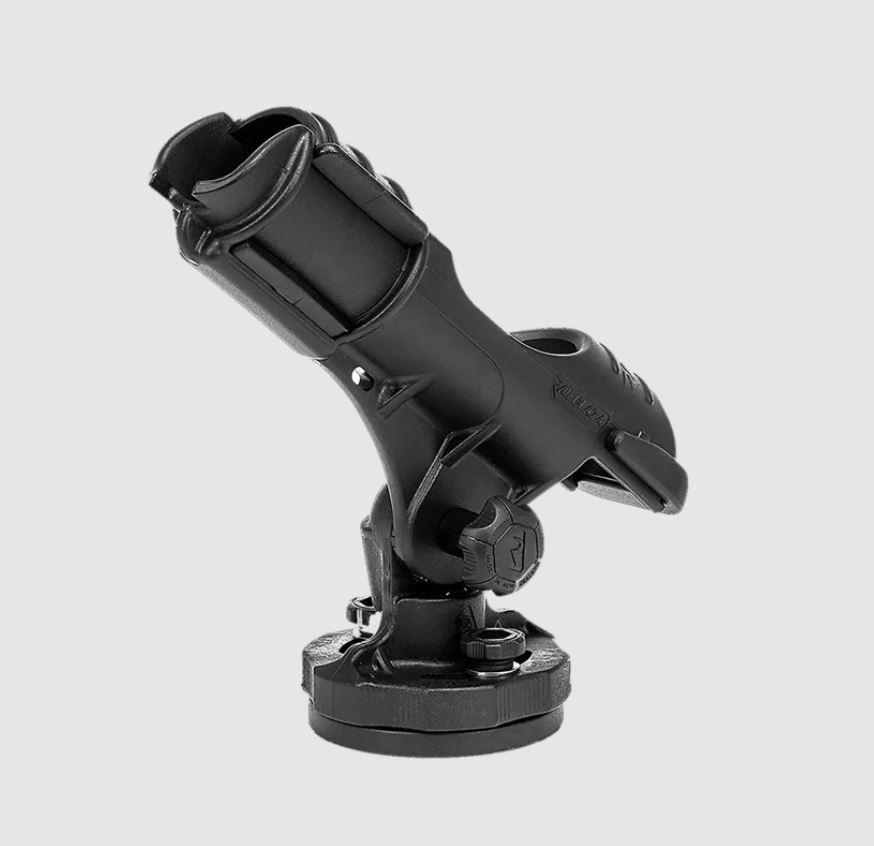 RAILBLAZA 11-4189-11 HEXX ROD HOLDER II, Base Mount; Holds Single Rod; 90 Degree Rotatable/ 90 Degree Vertical Rotation; Compatible With Spinning/ Bait Casting/ Saltwater Overhead Reels; Black; UV Stabilized Fiberglass Reinforced Plastic; 9.1 Inch Width - The Twister Group Tools product