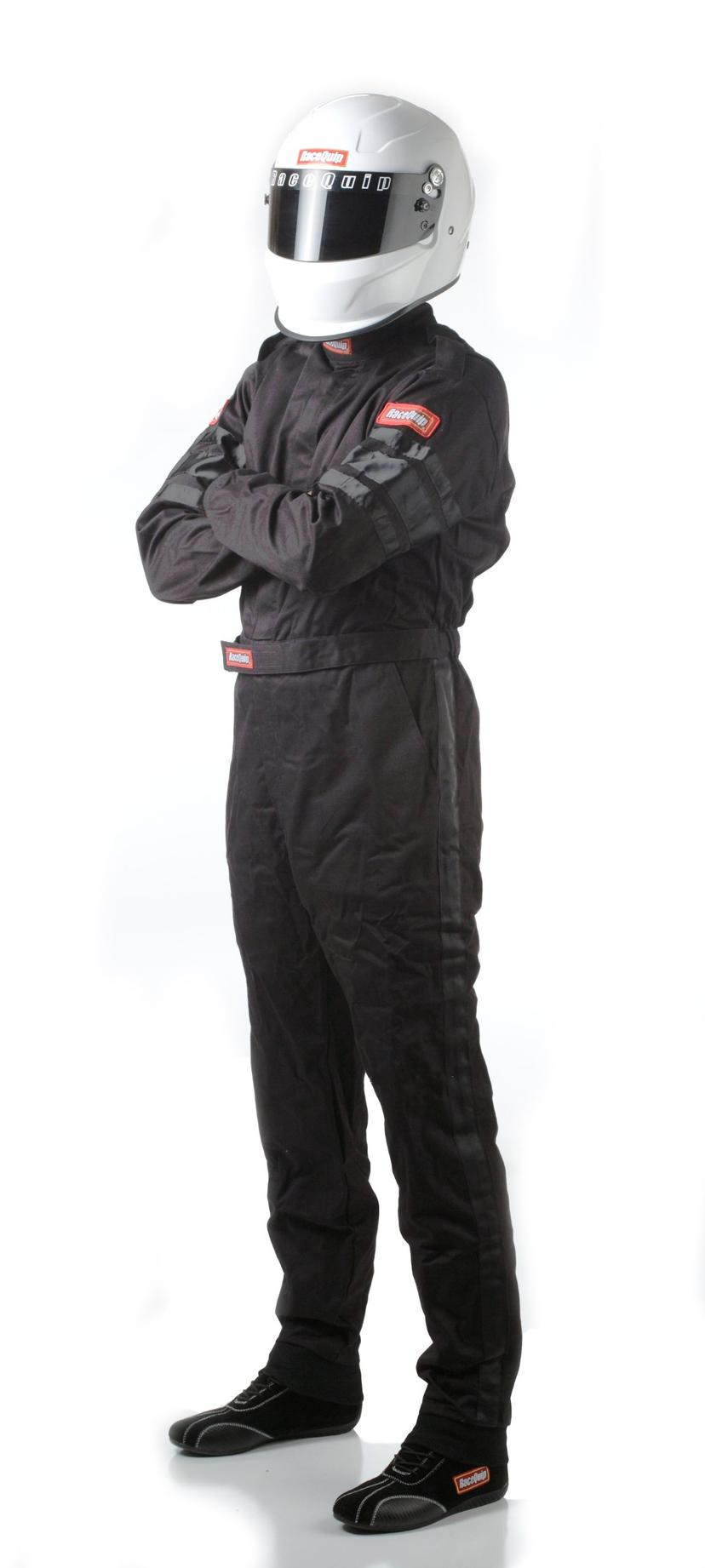RACEQUIP 110003 Racing Driver Fire Suit One Piece Single Layer SFI 3.2A/ 1 Black Medium