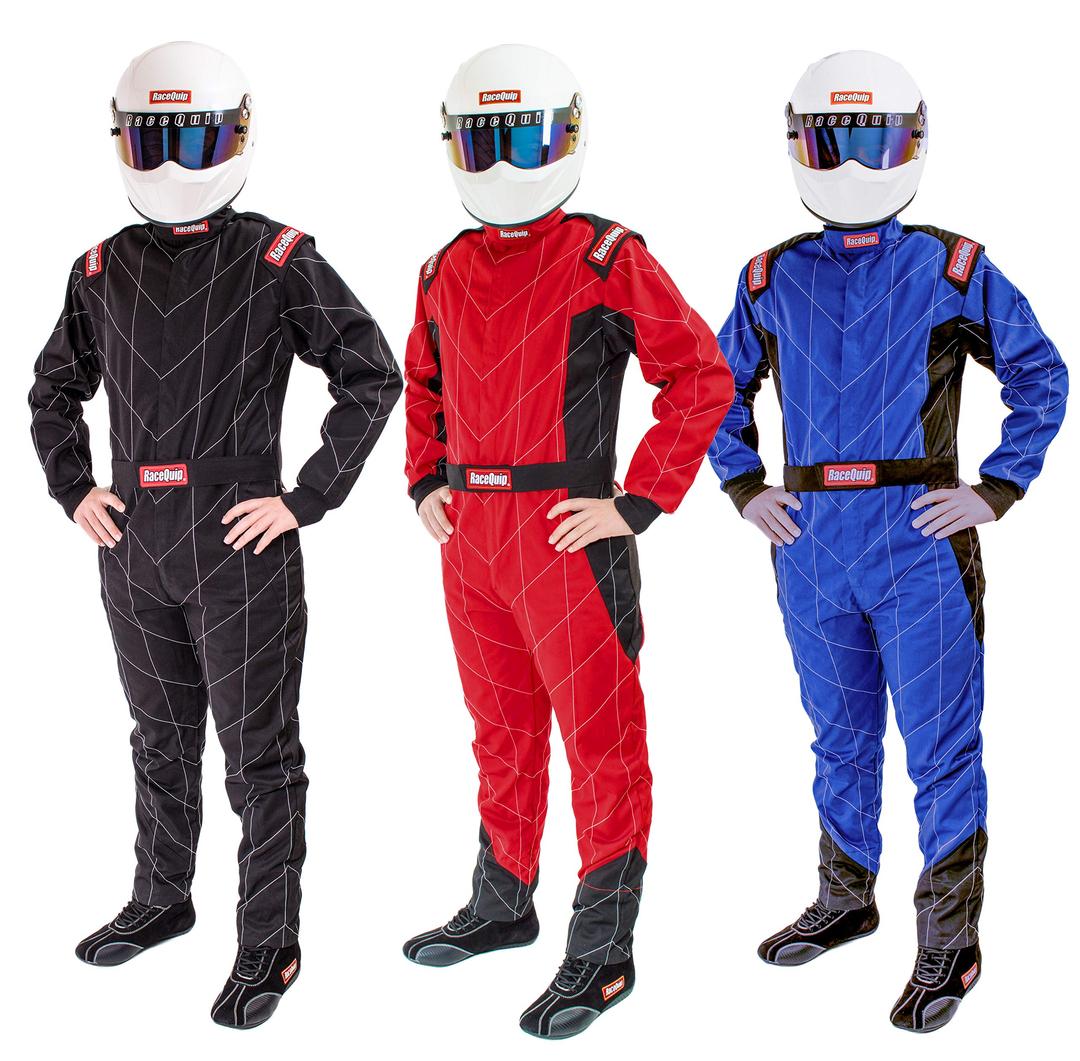 RACEQUIP 130906 Racing Driver Fire Suit One Piece Single Layer SFI 3.2A/ 1 Black X-Large - The Twister Group Tools product