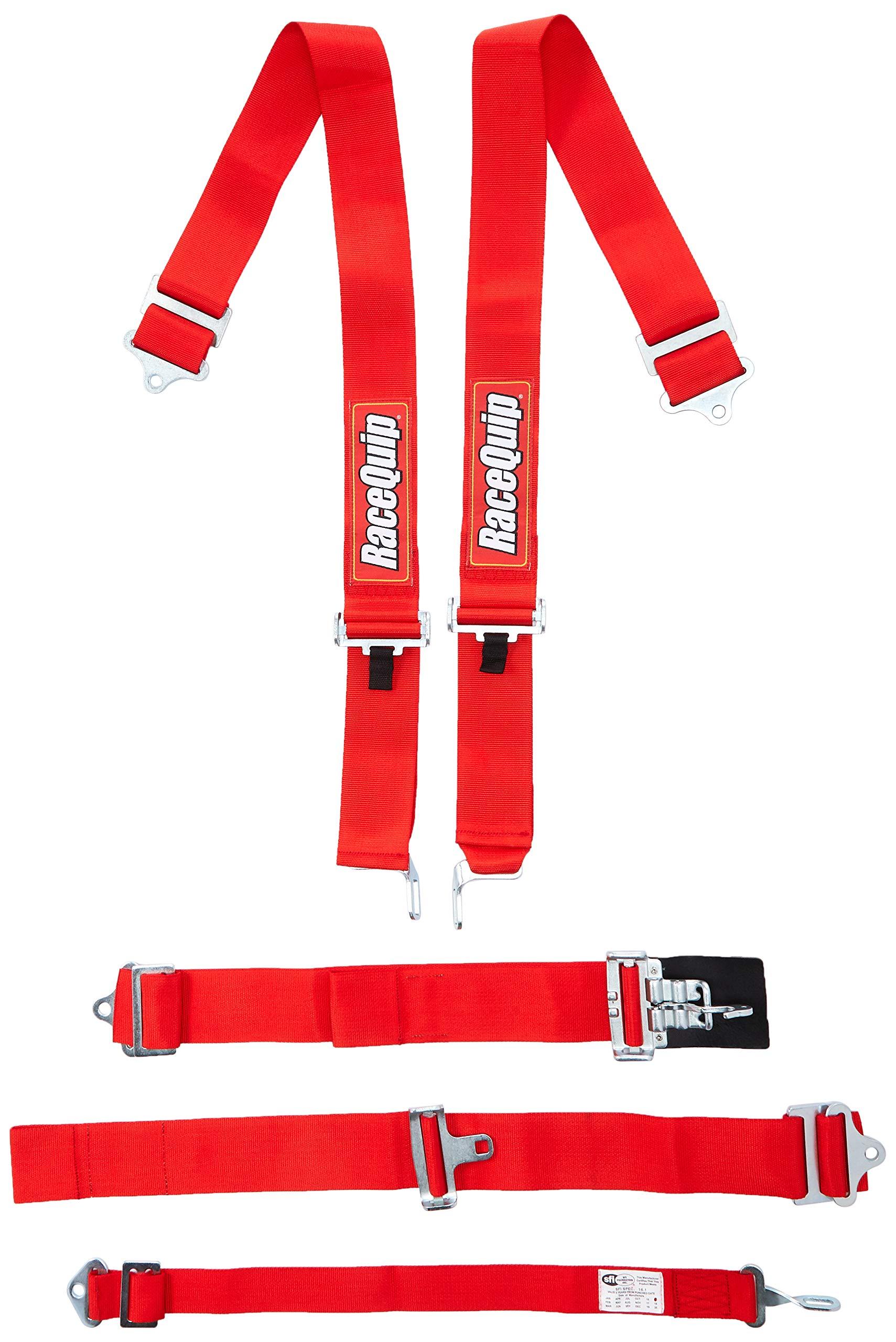 RACEQUIP 711011 Auto Racing Harness Set Latch And Link 5 Point SFI 16.1 Red - High quality product image showing RACEQUIP 711011 Auto Racing Harness Set Latch And Link 5 Point SFI 16.1 Red details and features