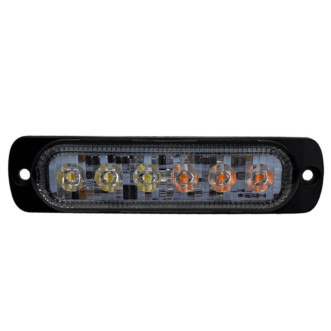 RACE SPORT 70016WA Lighting RS70016W-A Switching 6-LED Ultra Slim Flush Mount 19-Flash Pattern Marker Strobe Light (White/Amber) - High quality product image showing RACE SPORT 70016WA Lighting RS70016W-A Switching 6-LED Ultra Slim Flush Mount 19-Flash Pattern Marker Strobe Light (White/Amber) details and features