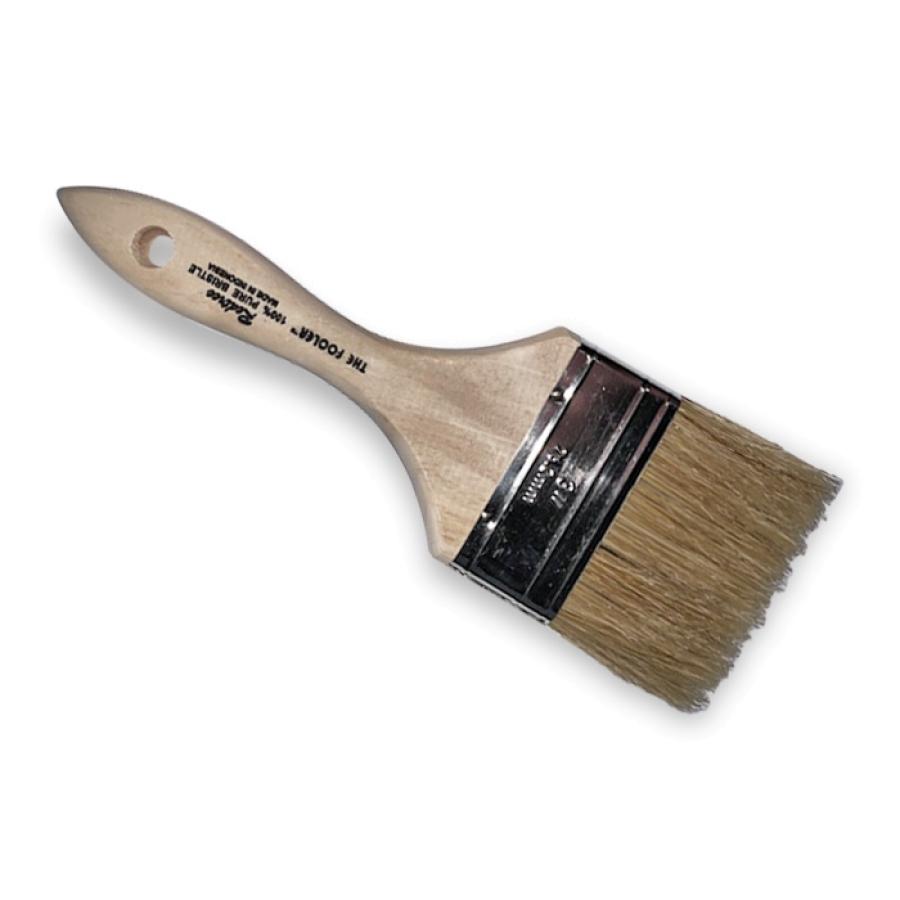 REDTREE 10003 FOOLER PAINT BRUSH (WHITE BRISTLE), 3 Inch Brush; 1/2 Inch Thickness; Double Thick Density Brush; White China Bristle; Sanded/ Pointed Wood Handle; Single; Disposable; 2 Inch Length Square Trim - The Twister Group Tools product