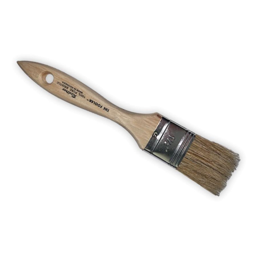 REDTREE 10015 FOOLER PAINT BRUSH (WHITE BRISTLE), 1-1/2 Inch Brush; 7/16 Inch Thickness; Double Thick Density Brush; White China Bristle; Sanded/ Pointed Wood Handle; Single; Disposable; 1-3/4 Inch Length Square Trim - High quality product image showing REDTREE 10015 FOOLER PAINT BRUSH (WHITE BRISTLE), 1-1/2 Inch Brush; 7/16 Inch Thickness; Double Thick Density Brush; White China Bristle; Sanded/ Pointed Wood Handle; Single; Disposable; 1-3/4 Inch Length Square Trim details and features