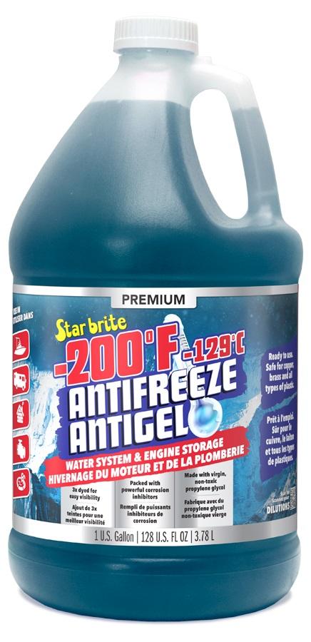 STAR BRITE 031600 -200 PREM NON-TOXIC RV ANTIFRZ GAL, Safe For Use In Fresh Water System And Engine; Anti-Gel; Burst Protection To -200 Degrees Fahrenheit; Freeze Protection -98 To -103 Degrees Fahrenheit; Non-Toxic Virgin Propylene Glycol Formula - High quality product image showing STAR BRITE 031600 -200 PREM NON-TOXIC RV ANTIFRZ GAL, Safe For Use In Fresh Water System And Engine; Anti-Gel; Burst Protection To -200 Degrees Fahrenheit; Freeze Protection -98 To -103 Degrees Fahrenheit; Non-Toxic Virgin Propylene Glycol Formula details and features