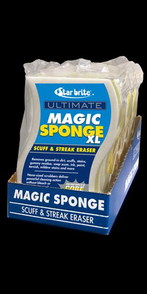 STAR BRITE 041008 ULTIMATE MAGIC SPONGE XL 8PK DISPLY, Use To Remove Stains/ Scuffs/ Streaks/ Gummy Residue/ Soap Scum/ Ink/ Paint/ Tarnish/ Mildew Stains From Fiberglass And Vinyl Surfaces; Sponge Type; Extra Large; Pack Of 8; With US Label - High quality product image showing STAR BRITE 041008 ULTIMATE MAGIC SPONGE XL 8PK DISPLY, Use To Remove Stains/ Scuffs/ Streaks/ Gummy Residue/ Soap Scum/ Ink/ Paint/ Tarnish/ Mildew Stains From Fiberglass And Vinyl Surfaces; Sponge Type; Extra Large; Pack Of 8; With US Label details and features