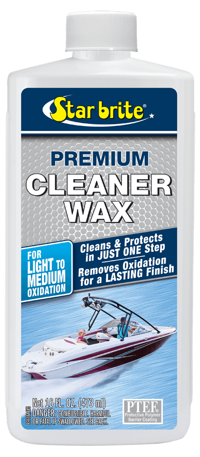 STAR BRITE 089616P Marine Wax; Premium; Liquid; Removes Oxidation/ Chalk; 16 Ounce Bottle; Single; Light Med Oxidation Level; With US Label - High quality product image showing STAR BRITE 089616P Marine Wax; Premium; Liquid; Removes Oxidation/ Chalk; 16 Ounce Bottle; Single; Light Med Oxidation Level; With US Label details and features