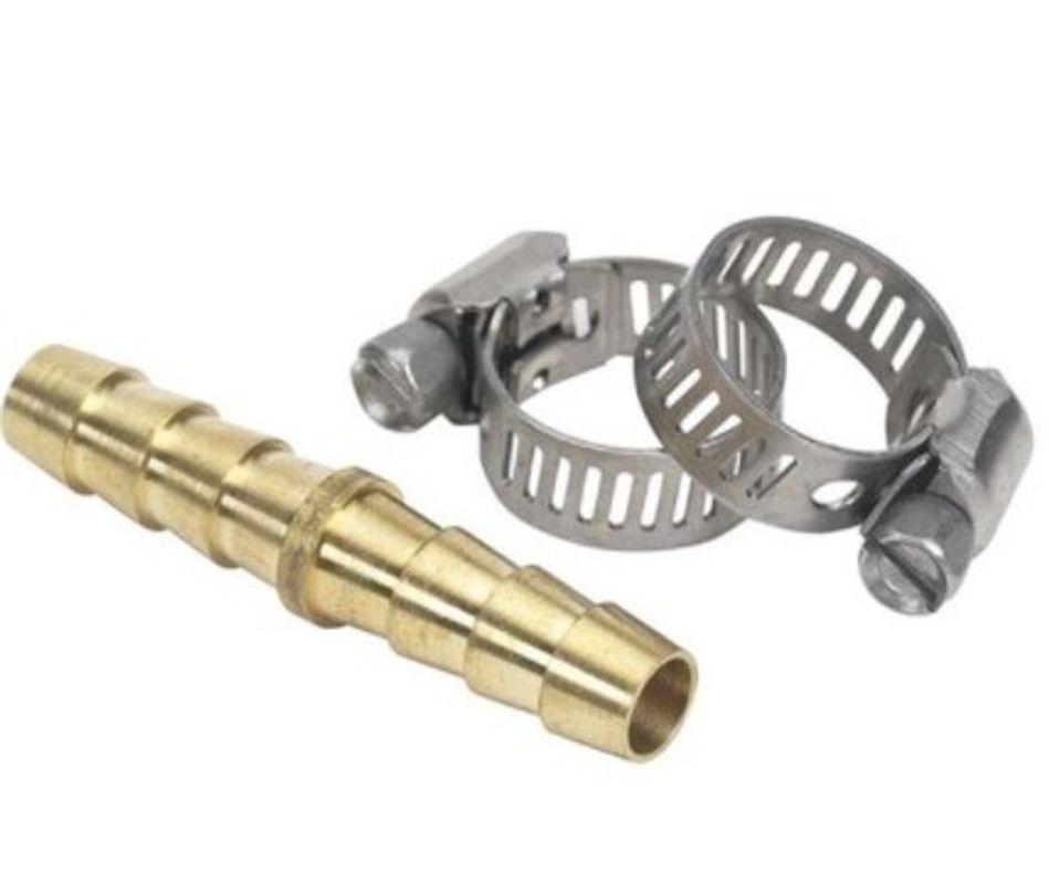SIERRA 033212-10 5/16FT BRS HOSE MENDER SS CLAMPS, 5/16 Inch Hose Barb Size; Gold; Brass; With Two Stainless Steel Hose Clamps - The Twister Group Tools product