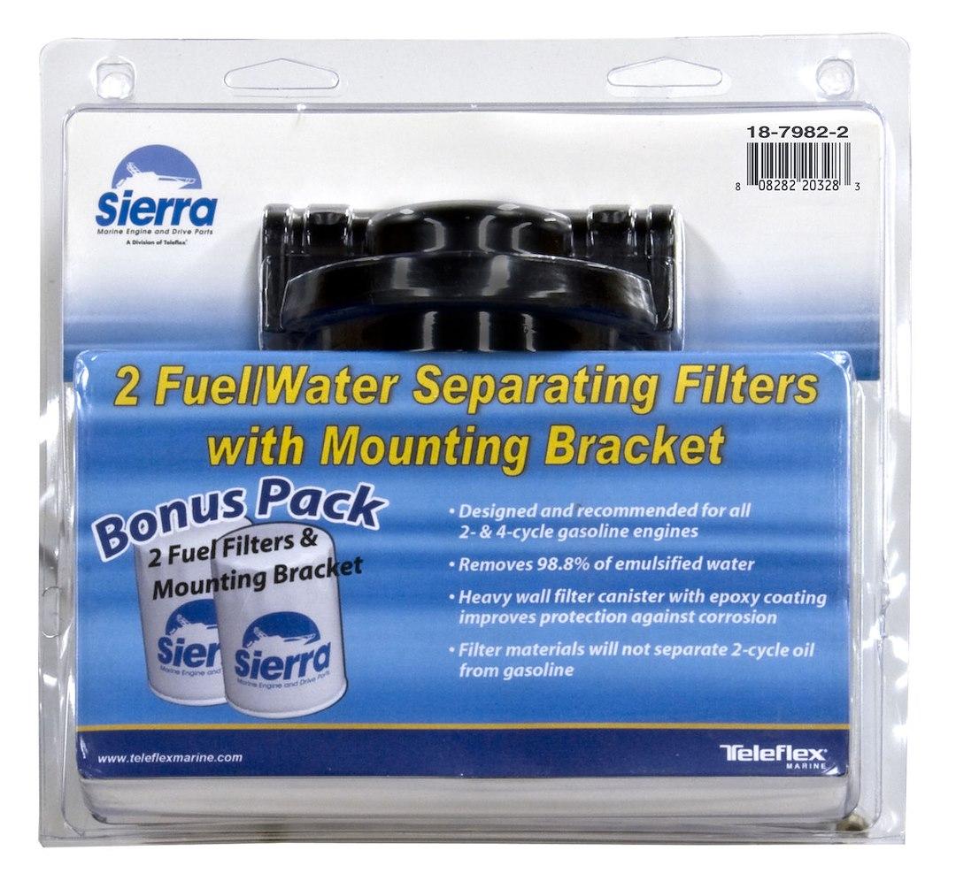 SIERRA 033322-10 3/8FT NPT TWN COMP UNIV WS FF KIT, 10 Micron Element; Aluminum Housing; 3/8 Inch Inlet/Outlet Size; Fuel Injected Engines; With Fuel Water Separator/ Mounting Bracket/ Two 3/8 Inch Pipe Plugs - The Twister Group Tools product