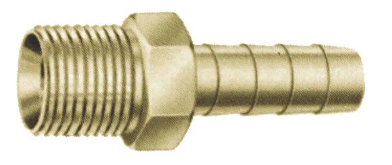 SIERRA 18-500-3814 Fuel Line Fitting; Connector; 1/4 Inch; Male Thread; Hose Barb; Straight; Brass; Single - The Twister Group Tools product
