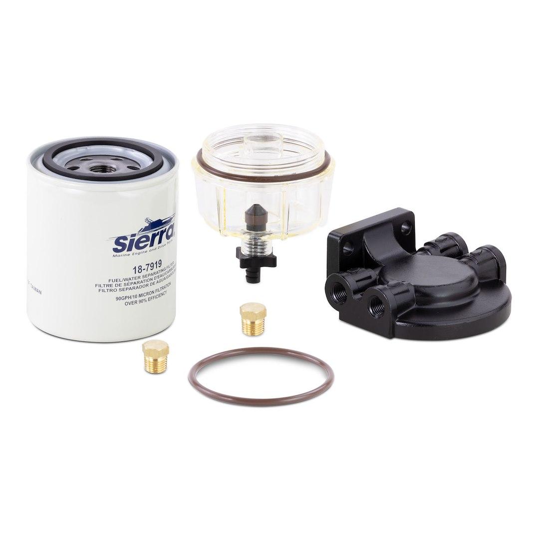 SIERRA 18-7932-1 RACOR STYLE FUEL WATER SEPARATOR, 10 Micron Element; Aluminum Housing; 1/4 Inch Inlet/Outlet Size; With Fuel Water Separator/ Mounting Bracket/ Two 1/4 Inch Pipe Plugs/ AquaVue Collection Bowl - High quality product image showing SIERRA 18-7932-1 RACOR STYLE FUEL WATER SEPARATOR, 10 Micron Element; Aluminum Housing; 1/4 Inch Inlet/Outlet Size; With Fuel Water Separator/ Mounting Bracket/ Two 1/4 Inch Pipe Plugs/ AquaVue Collection Bowl details and features