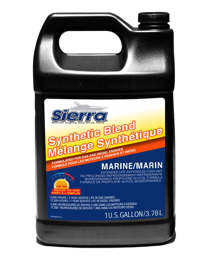 SIERRA 18-9360C SYNTHETIC BLEND COOLANT/ANTIFREEZE, Pre-Mixed 50-50; Clear Blue; Service Life Of Up To 7 Years Or 12 500 Hours For Diesel Engines And 2 Years Or 4 500 Hours For Gas Engines; 1 Gallon Jug; Single; With English/ French Language Packaging - The Twister Group Tools product