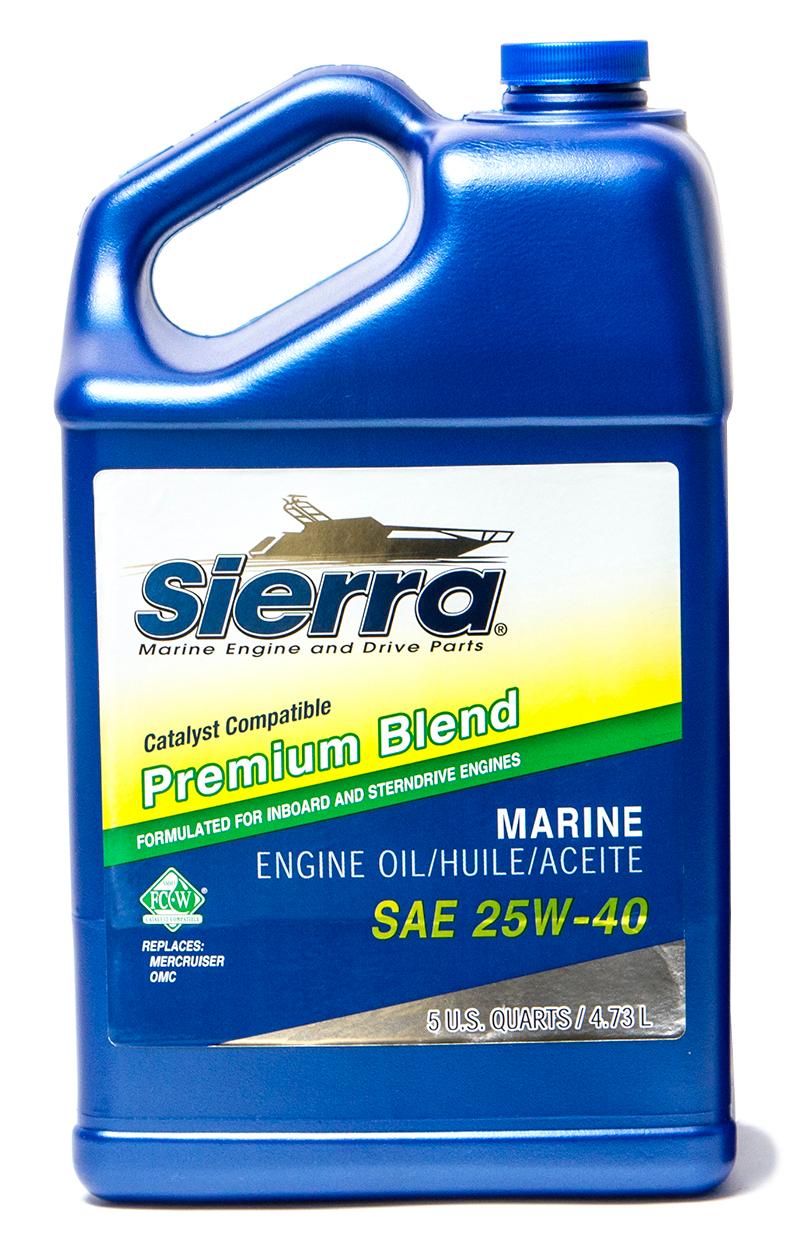SIERRA 18-9400CAT-4 CATALYST OIL 25W40 5 QUART, SAE 25W-40; Premium Blend 4-Stroke Catalyst Engine Oil; 5 Quart Jug; Single; NMMA FC-W Certified - High quality product image showing SIERRA 18-9400CAT-4 CATALYST OIL 25W40 5 QUART, SAE 25W-40; Premium Blend 4-Stroke Catalyst Engine Oil; 5 Quart Jug; Single; NMMA FC-W Certified details and features