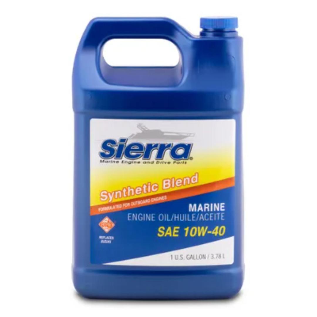 SIERRA 18-9551-3 Oil; Marine Series; SAE 10W-40; Semi-Synthetic Blend 4-Stroke Marine Engine Oil; 1 Gallon Jug; Single; NMMA FC-W/ API-SL Certified - The Twister Group Tools product