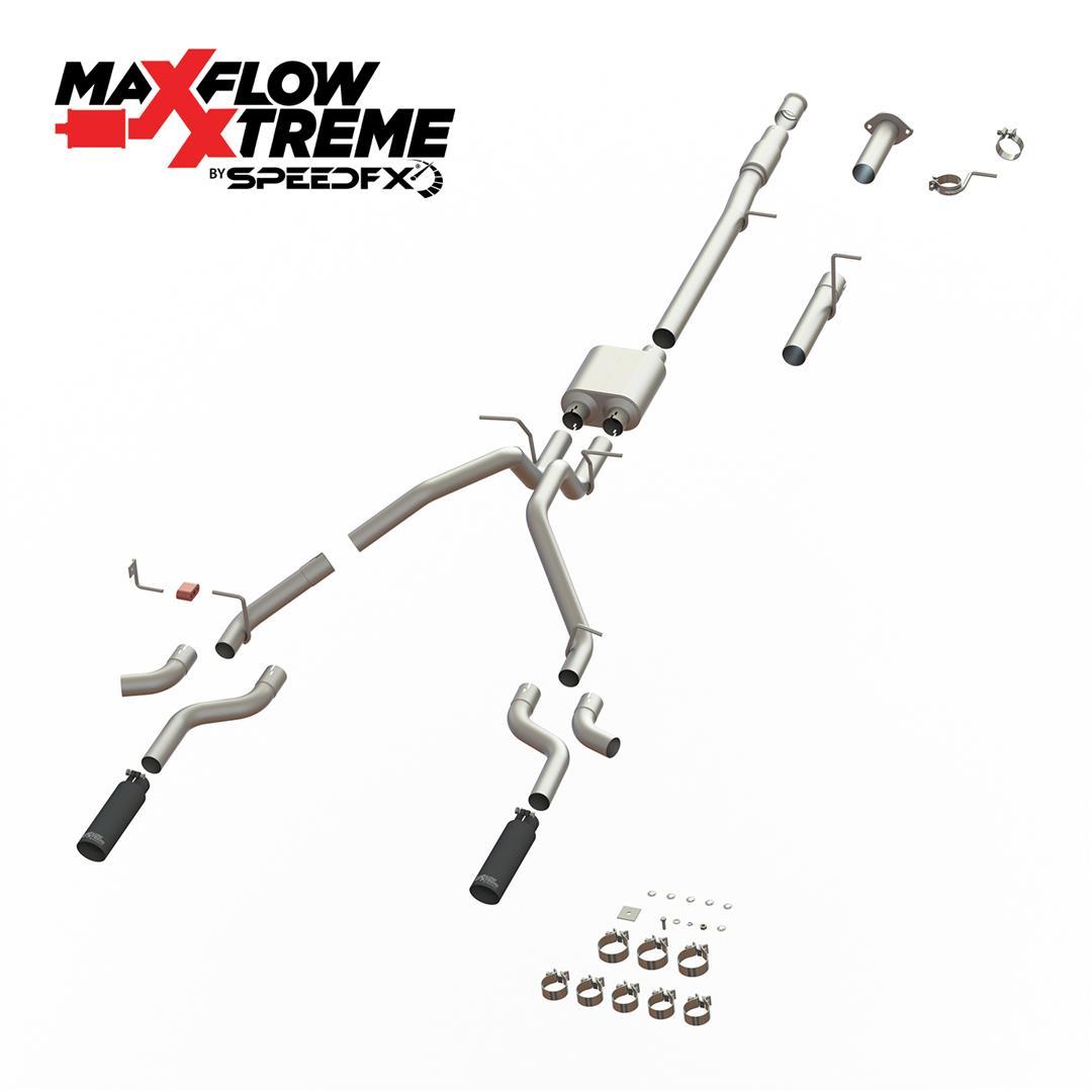 SPEEDFX 50100 MaxFlow Xtreme Cat Back Performance Exhaust System Silverado/Sierra 1500 2007-2013 - High quality product image showing SPEEDFX 50100 MaxFlow Xtreme Cat Back Performance Exhaust System Silverado/Sierra 1500 2007-2013 details and features