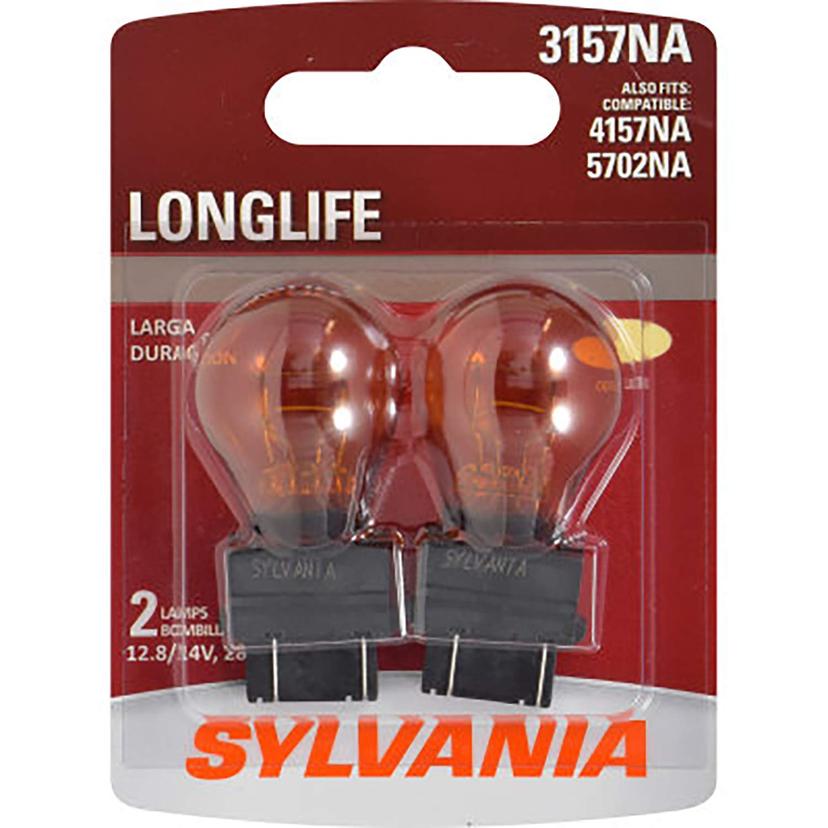 SYLVANIA 3157NALL.BP2 3157NA Long Life Mini Bulb - Amber Automotive Light Bulb - Car Signal, Ideal for Parking, Side Marker & Turn Signal Applications - 2 Bulbs