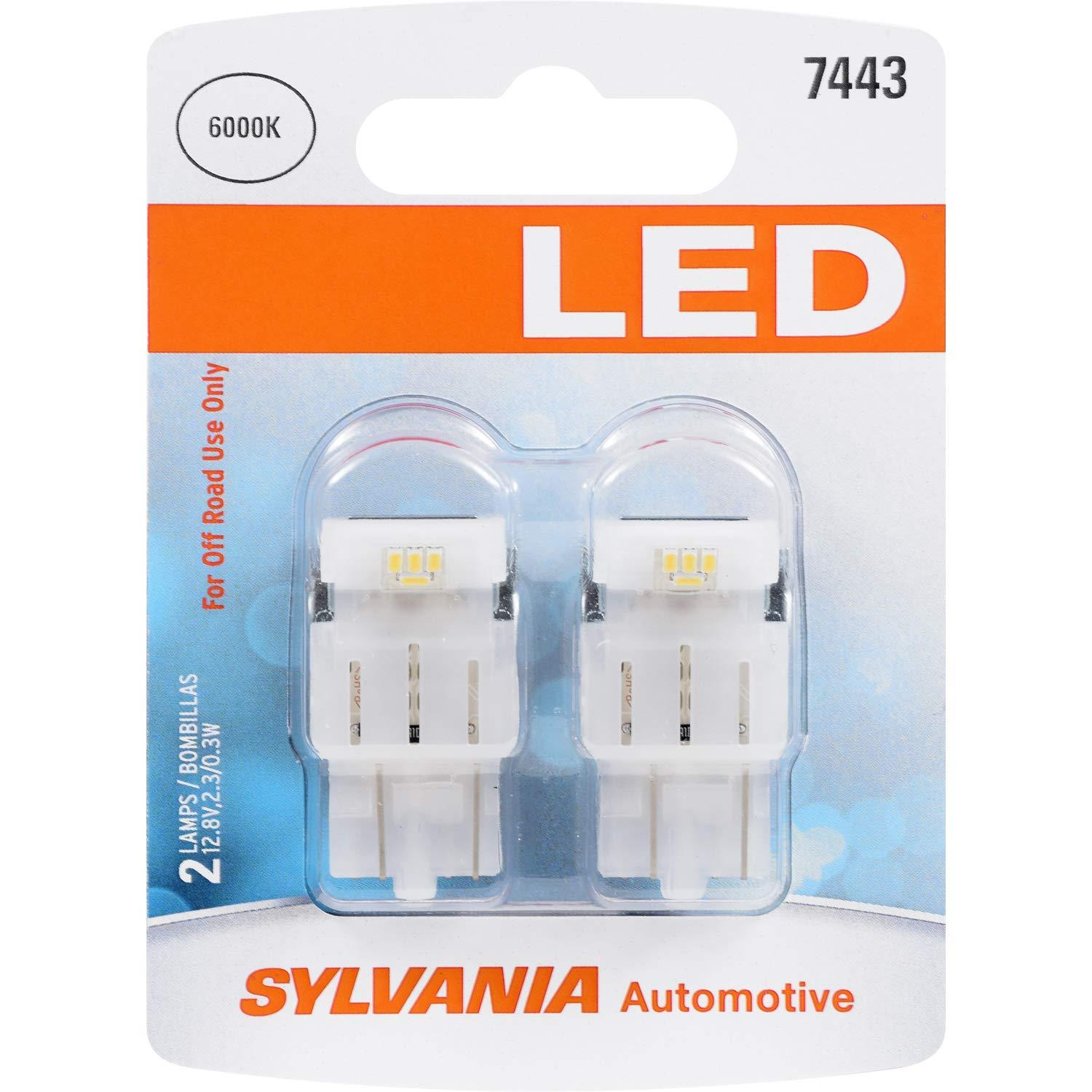 SYLVANIA 7443SL.BP2 7443 T20 LED White Mini Bulb - Bright LED Bulb, Ideal for Daytime Running Lights (DRL) and Back-Up/Reverse Lights (Contains 2 Bulbs) - High quality product image showing SYLVANIA 7443SL.BP2 7443 T20 LED White Mini Bulb - Bright LED Bulb, Ideal for Daytime Running Lights (DRL) and Back-Up/Reverse Lights (Contains 2 Bulbs) details and features