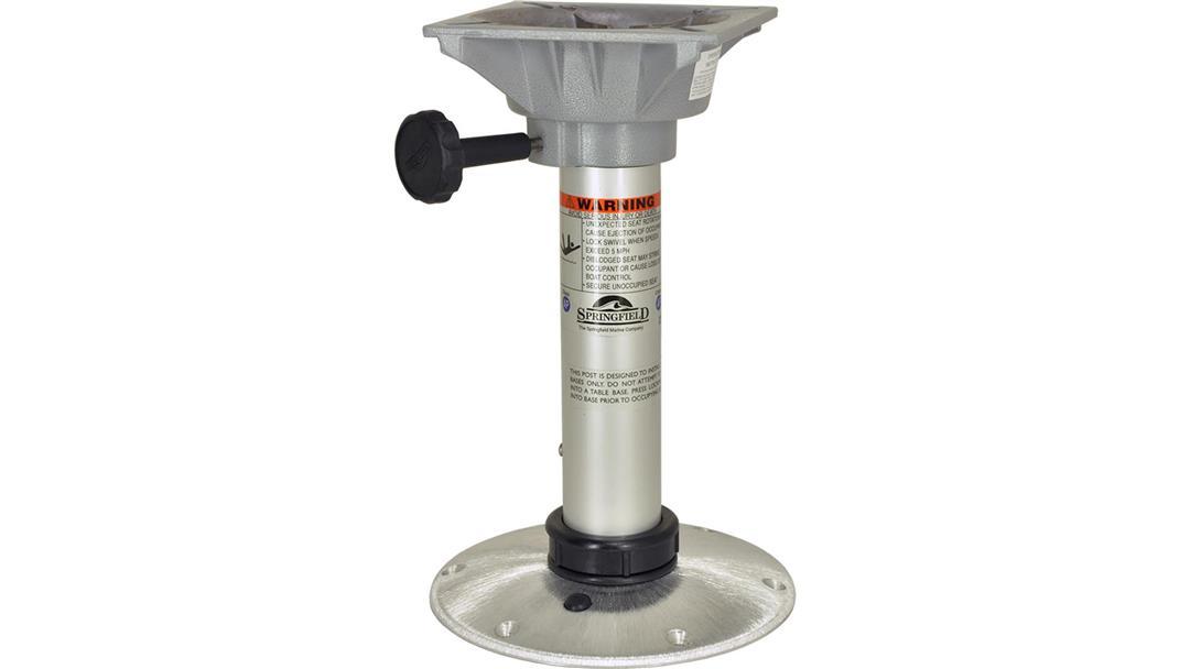 SPRINGFIELD 1793313 Boat Seat Pedestal; Thread-Lock; Fixed Height Pedestal; 14 Inch Post Height; 2-3/8 Inch Post Diameter; Anodized; Aluminum; ABYC Code H-31 AP And B; With 13 Inch Fixed Height Post/ Non-Locking Swivel Seat Mount/ 9 Inch Diameter Base - High quality product image showing SPRINGFIELD 1793313 Boat Seat Pedestal; Thread-Lock; Fixed Height Pedestal; 14 Inch Post Height; 2-3/8 Inch Post Diameter; Anodized; Aluminum; ABYC Code H-31 AP And B; With 13 Inch Fixed Height Post/ Non-Locking Swivel Seat Mount/ 9 Inch Diameter Base details and features