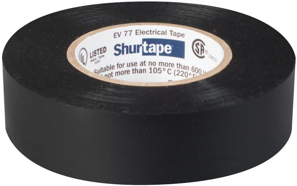 SHURTAPE 104706 EV 77 Professional Grade, All-Weather Vinyl Electrical Tape, UL Listed/CSA Approved, 7.0 Mil, Black, 3/4 Inch x 66 Feet, 1 Roll - High quality product image showing SHURTAPE 104706 EV 77 Professional Grade, All-Weather Vinyl Electrical Tape, UL Listed/CSA Approved, 7.0 Mil, Black, 3/4 Inch x 66 Feet, 1 Roll details and features