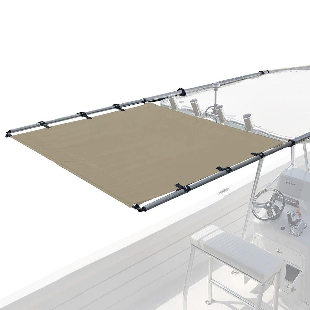 TAYLOR MADE 2021026261 PTX POWER SHADE SS 51 INCH WIDE TAN, Use Top Cover And Protect Boat Deck Aft Of T-Top From Rain And Sun; For Boats Under 26 Foot Length With A Soft T-Top Or Hardtop; Electric; 51 Inch Fabric Width x 5 Foot Extension Length - High quality product image showing TAYLOR MADE 2021026261 PTX POWER SHADE SS 51 INCH WIDE TAN, Use Top Cover And Protect Boat Deck Aft Of T-Top From Rain And Sun; For Boats Under 26 Foot Length With A Soft T-Top Or Hardtop; Electric; 51 Inch Fabric Width x 5 Foot Extension Length details and features