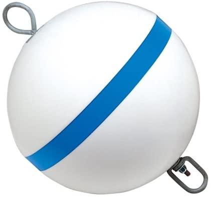 TAYLOR MADE 22171 SUR MOOR BUOY BLUE STRIPE 15, 15 Inch Diameter/ 47 Inch Circumference; White With Blue Stripe; Closed Cell Foam Interior With Polyethylene Shell; Blue Reflective Stripe For Night Time Visibility; 60 Pound Buoyancy In Sea Water - High quality product image showing TAYLOR MADE 22171 SUR MOOR BUOY BLUE STRIPE 15, 15 Inch Diameter/ 47 Inch Circumference; White With Blue Stripe; Closed Cell Foam Interior With Polyethylene Shell; Blue Reflective Stripe For Night Time Visibility; 60 Pound Buoyancy In Sea Water details and features