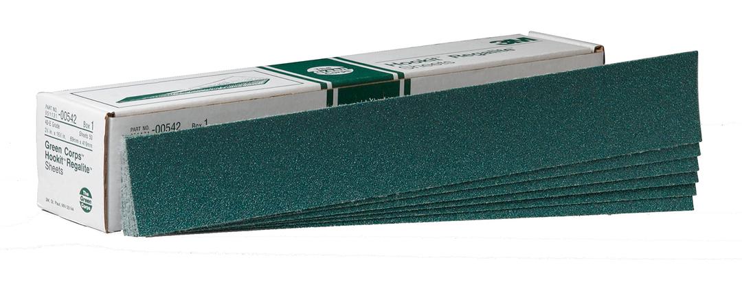 3M 00542 Green Corps Hookit Sheet, 40, 2-3/4 in x 16-1/2 in, 50 sheets per carton - The Twister Group Tools product