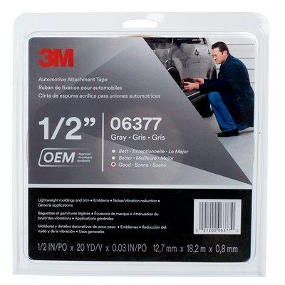 3M 06377 Automotive (MMM6377) Automotive Attachment Tape, Gray, 1/2 INCH x 20 yds. - High quality product image showing 3M 06377 Automotive (MMM6377) Automotive Attachment Tape, Gray, 1/2 INCH x 20 yds. details and features