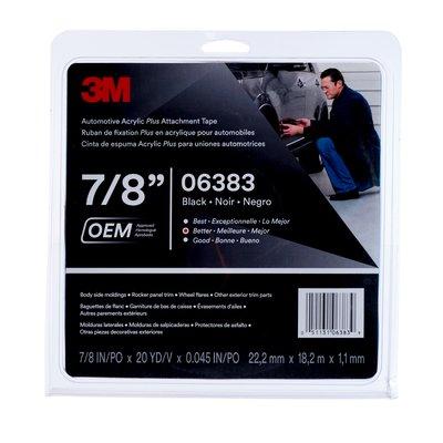 3M 06383 TM Automotive Acrylic Plus Attachment Tape, Black, 7/8 INCH x 20 yds. - The Twister Group Tools product