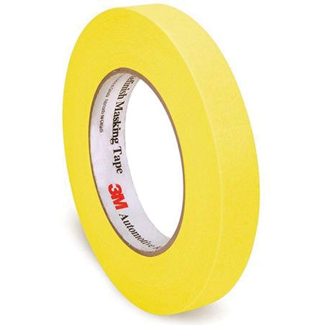 3M 06652 Automotive Refinish Masking Tape, 18 MM X 55 M, Yellow, Crepe Backing, Moisture Resistant, Multi-Purpose, 48 Per Case - The Twister Group Tools product
