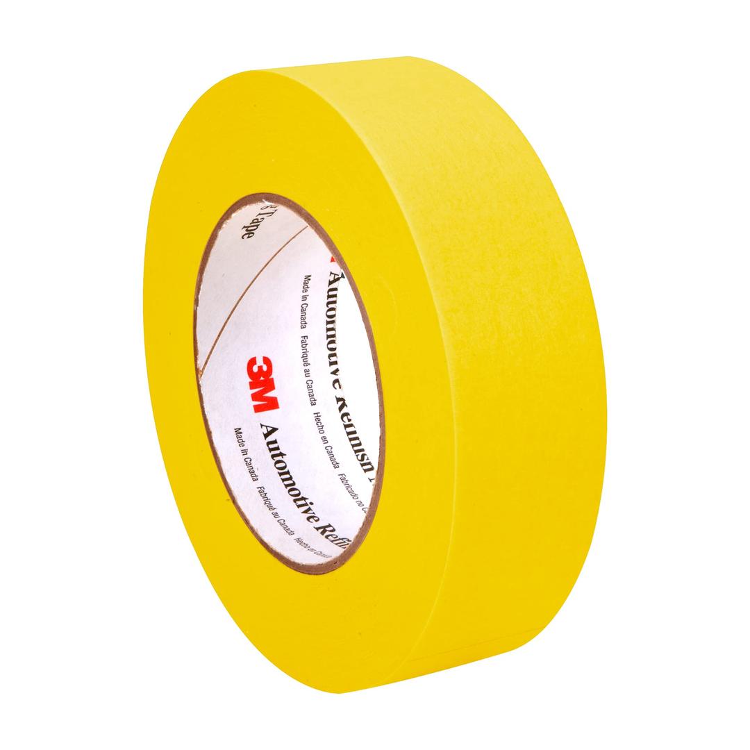 3M 06654 Automotive Refinish Masking Tape 388N, 36 mm x 55 m, Yellow, Crepe Backing, Moisture Resistant, Multi-Purpose - The Twister Group Tools product