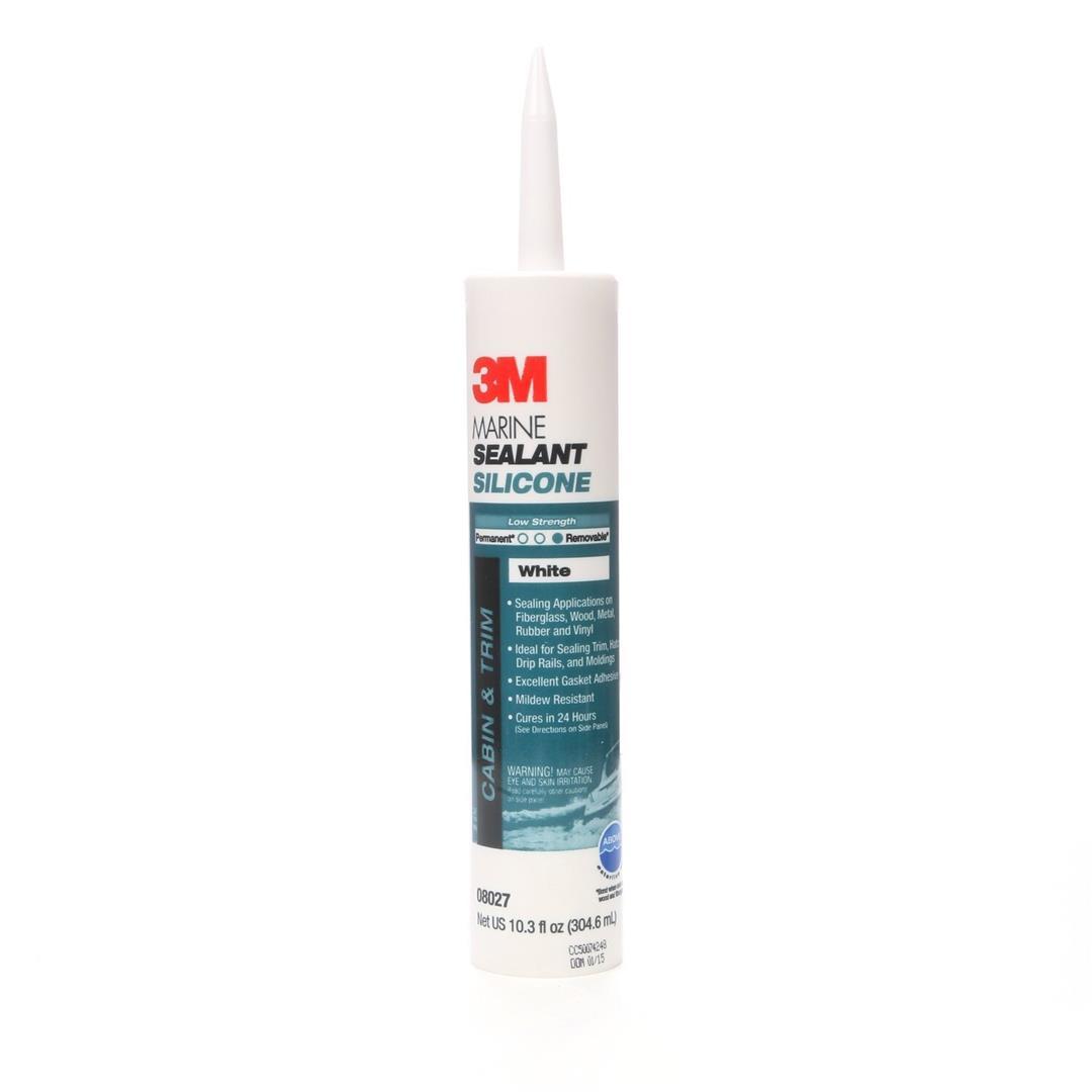 3M 08027 Marine Grade Silicone Sealant, For Boats and RVs, Above the Waterline Interior/Exterior Sealing, White, 10.3 fl oz Cartridge - The Twister Group Tools product