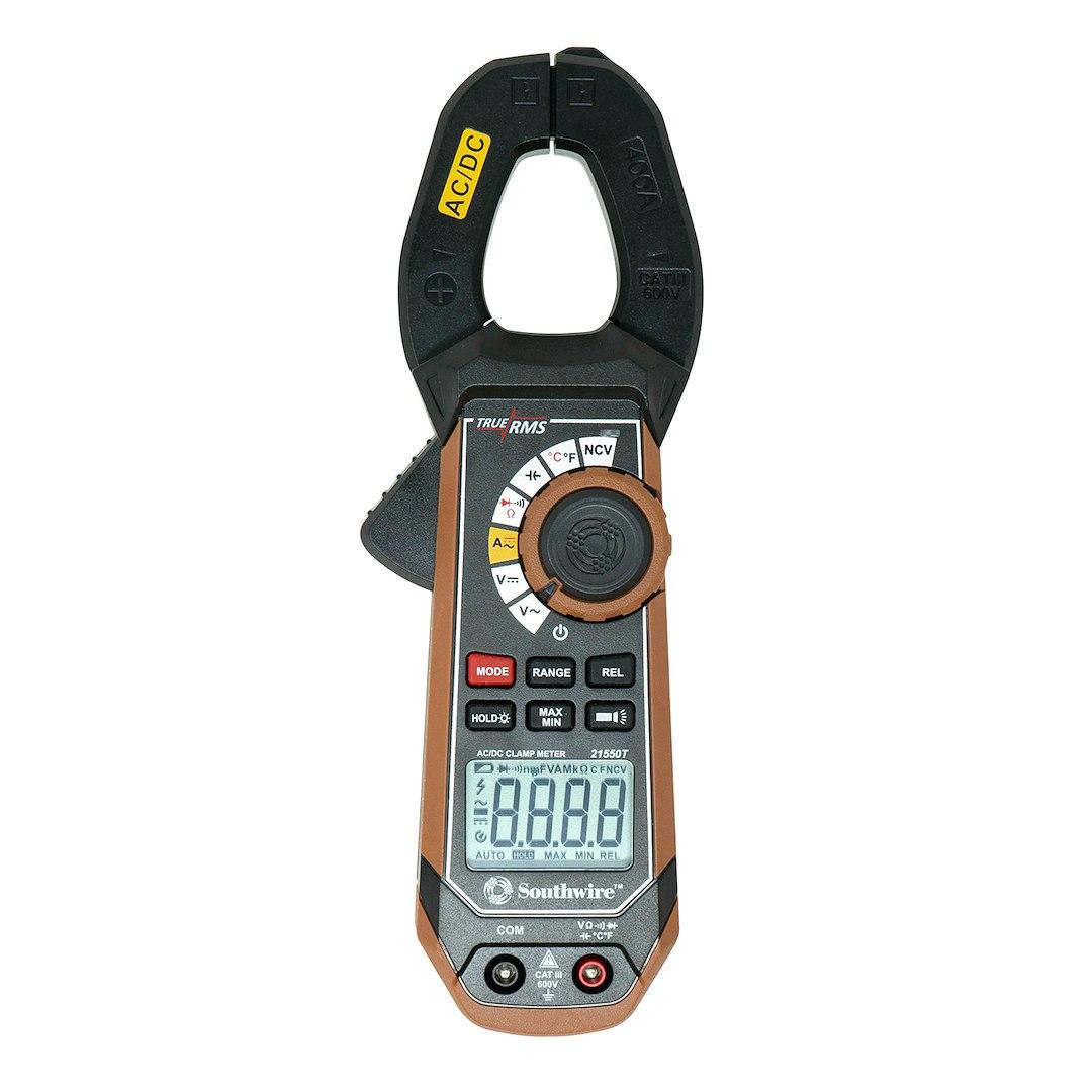 SOUTHWIRE 21550T CLAMP METER 400A AC/DC TRUE RMS, Digital Display; Clamp Meter; Resistance 0.1 To 40 Mega Ohm; 0.01 To 400 Amps AC/ DC; AC Volt Range 100 Millivolt To 600 Volt; DC Volt Range 0.1 Millivolt To 600 Volt; 0.01 To 10 Mega Hertz - High quality product image showing SOUTHWIRE 21550T CLAMP METER 400A AC/DC TRUE RMS, Digital Display; Clamp Meter; Resistance 0.1 To 40 Mega Ohm; 0.01 To 400 Amps AC/ DC; AC Volt Range 100 Millivolt To 600 Volt; DC Volt Range 0.1 Millivolt To 600 Volt; 0.01 To 10 Mega Hertz details and features