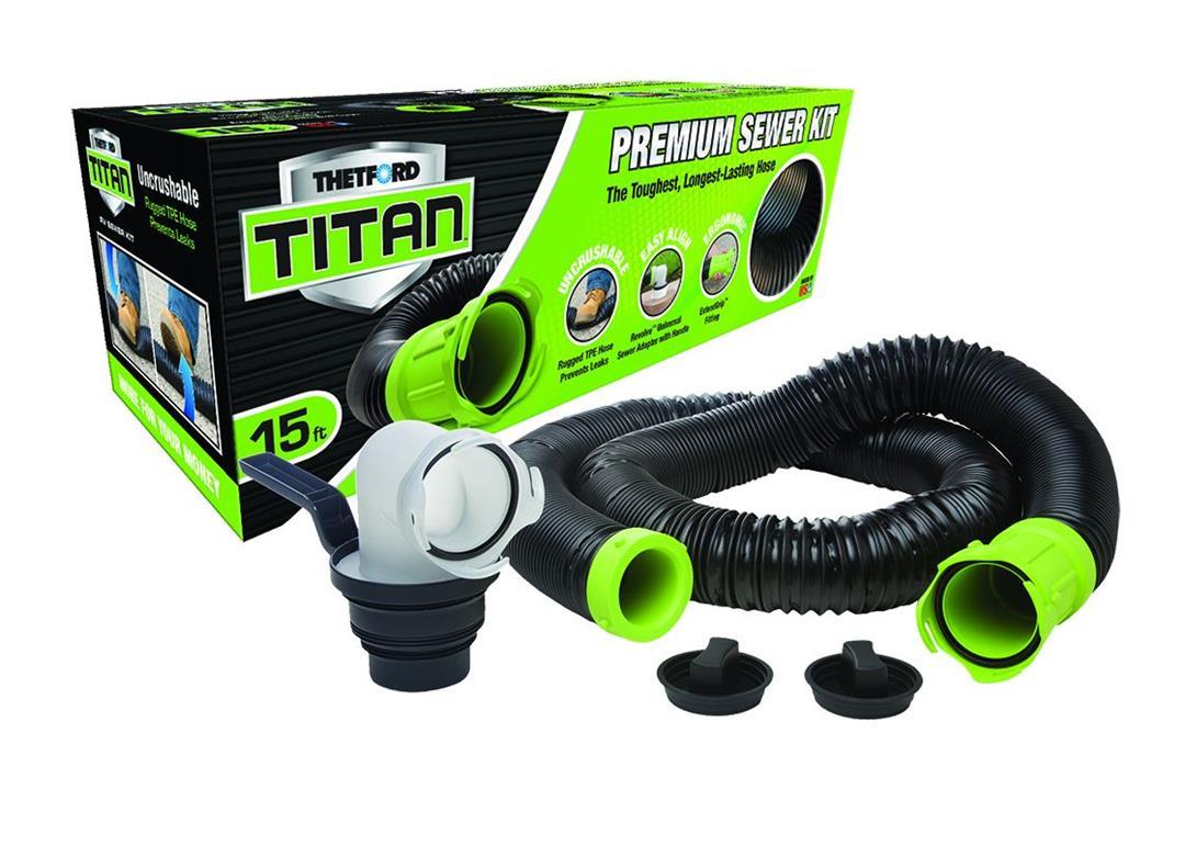 THETFORD 17858 Titan Sewer KIT 15FT Bilingual, Black - High quality product image showing THETFORD 17858 Titan Sewer KIT 15FT Bilingual, Black details and features