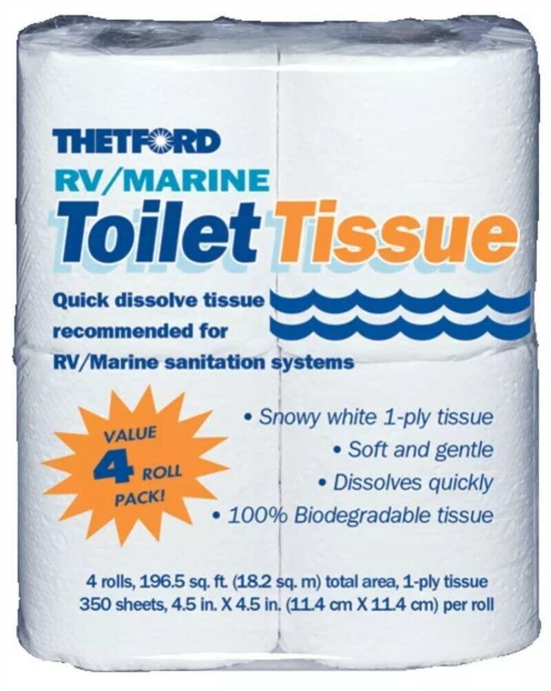THETFORD 20804 Toilet Tissue; 1 Ply; 4 Roll Pack; 350 Sheets Per Roll (Case of 24) - High quality product image showing THETFORD 20804 Toilet Tissue; 1 Ply; 4 Roll Pack; 350 Sheets Per Roll (Case of 24) details and features