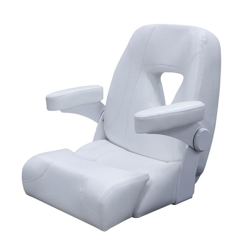 TACO HA4-25WHA-7-0000-0-0 BOCA SPORT CHAIR 25, Helm Seat; Low Roll Back Seat With Adjustable Armrests; Non-Adjustable; Non-Foldable; 25 Inch Height x 20 Inch Width x 23 Inch Depth; White; Marine-Grade Vinyl; Without Headrest; With Bolster
