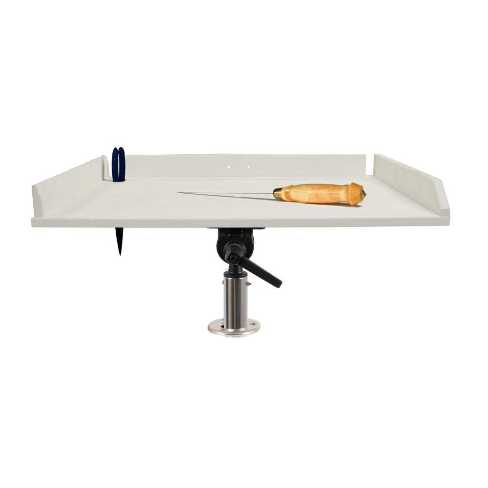TACO P01-2120W 20 INCH Poly Filet Table w/Adjustable Gunnel Mount - White - High quality product image showing TACO P01-2120W 20 INCH Poly Filet Table w/Adjustable Gunnel Mount - White details and features