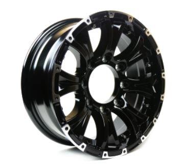 TASKMASTER AX02665865HDBML Viking Series Machined Lip Gloss Black Aluminum HD Trailer Wheel with Chrome Cap - 16in x 6.5in 8 On 6.5-4450 LB Load Carrying Capacity - 0 OffsetTrailer Use Only - High quality product image showing TASKMASTER AX02665865HDBML Viking Series Machined Lip Gloss Black Aluminum HD Trailer Wheel with Chrome Cap - 16in x 6.5in 8 On 6.5-4450 LB Load Carrying Capacity - 0 OffsetTrailer Use Only details and features