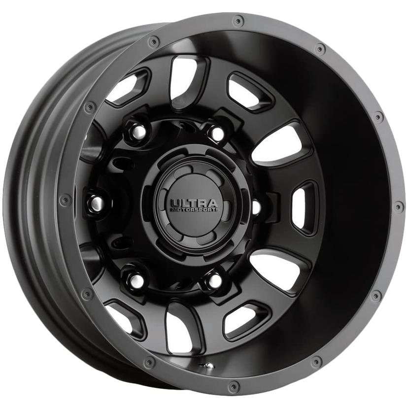 ULTRA 003-6670RSB Wheel; Hunter Van Dually 003; 16 Inch Diameter x 6 Inch Width; 6 x 205 Millimeter/ 6 x 9.84 Inch Bolt Pattern; -130.5 Millimeter Offset; -5.14 Inch Backspacing; Mag Shank; 161.10 Millimeter Center Bore; 6 Double Spoke