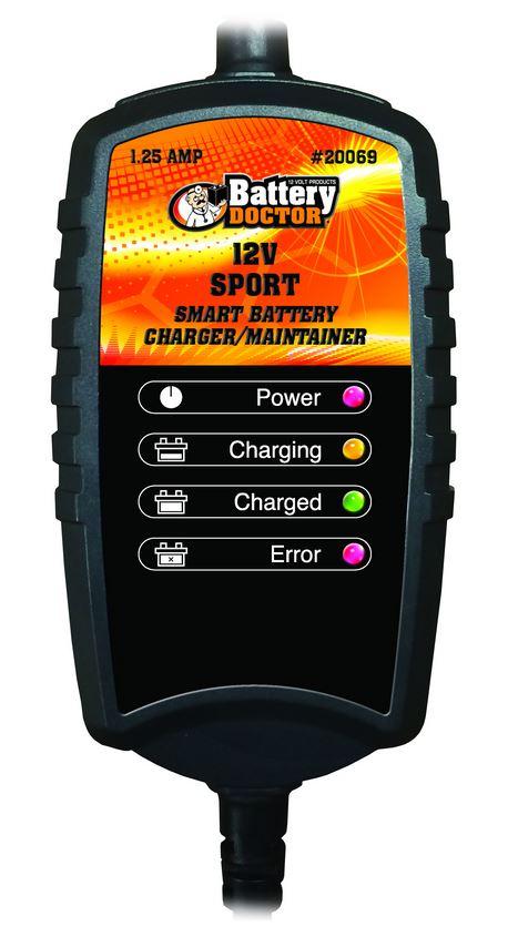 WIRTHCO 20069 BATTERY DOC 12V 1.25 AMP SPORT, For 12 Volt Batteries; Automatic Charger And Maintainer; 1.5 Amp Charging Current; Battery Charge Status LED Indicator; With Ring Terminal/ Alligator Clip Cable Attachments - High quality product image showing WIRTHCO 20069 BATTERY DOC 12V 1.25 AMP SPORT, For 12 Volt Batteries; Automatic Charger And Maintainer; 1.5 Amp Charging Current; Battery Charge Status LED Indicator; With Ring Terminal/ Alligator Clip Cable Attachments details and features