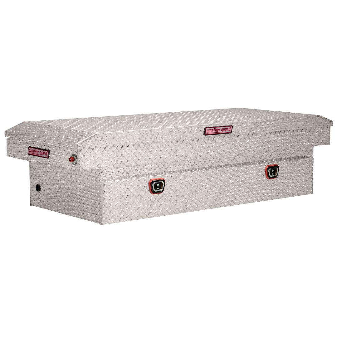 WEATHER GUARD 117-0-04 SADDLE BOX, Crossover; Single Lid; Powder Coated; Clear; Aluminum; 27-1/2 Inch Length x 72 Inch Width x 18-1/2 Inch Height; 15.5 Cubic Feet Capacity - High quality product image showing WEATHER GUARD 117-0-04 SADDLE BOX, Crossover; Single Lid; Powder Coated; Clear; Aluminum; 27-1/2 Inch Length x 72 Inch Width x 18-1/2 Inch Height; 15.5 Cubic Feet Capacity details and features