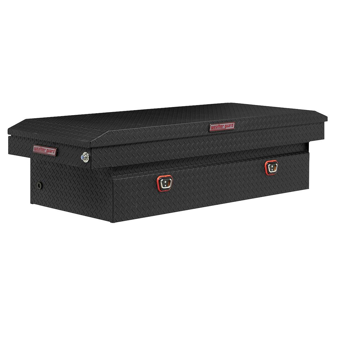WEATHER GUARD 117-52-04 SADDLE BOX, Crossover; Single Lid; Powder Coated; Textured Matte Black; Aluminum; 27-1/2 Inch Length x 72 Inch Width x 18-1/2 Inch Height; 15.5 Cubic Feet Capacity - The Twister Group Tools product