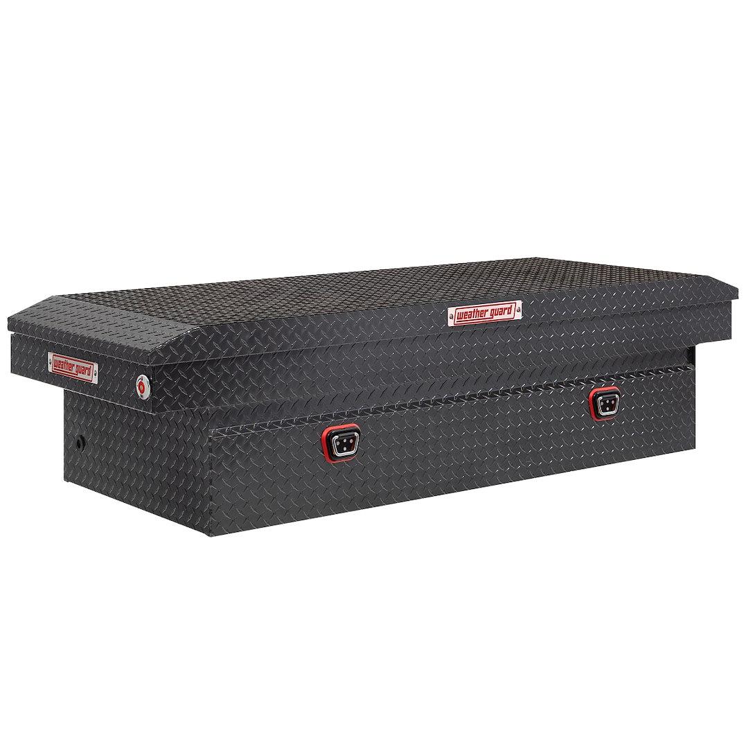 WEATHER GUARD 117-6-04 SADDLE BOX, Crossover; Single Lid; Powder Coated; Gunmetal Gray; Aluminum; 27-1/2 Inch Length x 72 Inch Width x 18-1/2 Inch Height; 15.5 Cubic Feet Capacity - High quality product image showing WEATHER GUARD 117-6-04 SADDLE BOX, Crossover; Single Lid; Powder Coated; Gunmetal Gray; Aluminum; 27-1/2 Inch Length x 72 Inch Width x 18-1/2 Inch Height; 15.5 Cubic Feet Capacity details and features